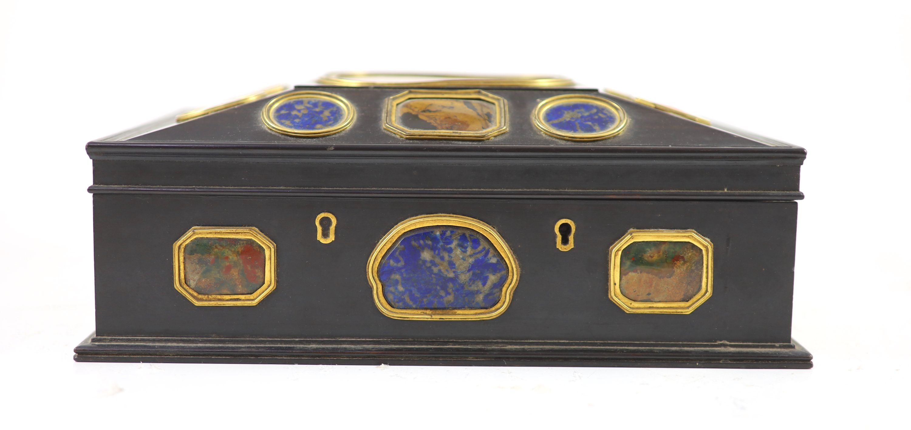 A late George III Grand Tour Souvenir ebony work box width 29cm depth 21cm height 11cm